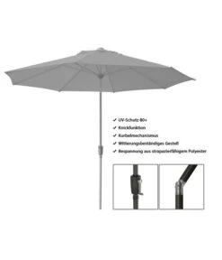 Dehner Schirm Milos, Rund, Ca. Ø294 Cm -Gartenmöbelgeschäft 2408086 WE FS 003 DehnerSchirmMilos