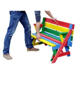 Habau Kinder Picknickbank Bunt, 100 X 50 X 62 Cm -Gartenmöbelgeschäft 4031100 WE FS 003 KinderPicknickbank