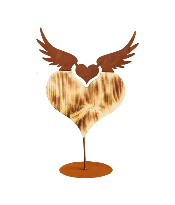 Ferrum Holz-Herz Mit Metall-Flügeln, Rost, Ca. B36/H51 Cm 1 Ferrum Holz-Herz Mit Metall-Flügeln, Rost, Ca. B36/H51 Cm