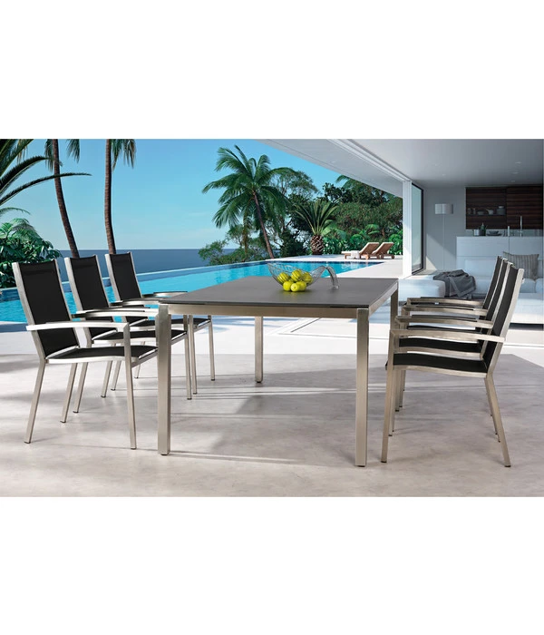 Best Stapelsessel Marbella, 57x64x93 Cm, Edelstahl, Schwarz 2 Best Stapelsessel Marbella, 57x64x93 Cm, Edelstahl, Schwarz – Bild 2