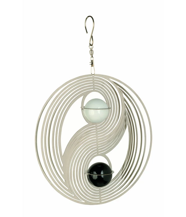 NATURE'S MELODY Windspiel Cosmo Yin Yang, 20,5 X 4,5 X 29 Cm, Silber/schwarz/weiß 1 NATURE'S MELODY Windspiel Cosmo Yin Yang, 20,5 X 4,5 X 29 Cm, Silber/schwarz/weiß