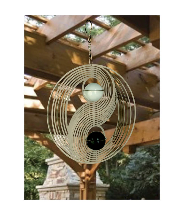 NATURE'S MELODY Windspiel Cosmo Yin Yang, 20,5 X 4,5 X 29 Cm, Silber/schwarz/weiß 2 NATURE'S MELODY Windspiel Cosmo Yin Yang, 20,5 X 4,5 X 29 Cm, Silber/schwarz/weiß – Bild 2