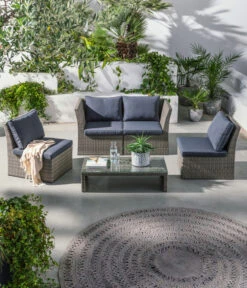 Dehner Geflecht-Lounge Rom, 4-teilig -Gartenmöbelgeschäft 4407334 WE MO 001 DehnerGeflechtLoungeRomNEU