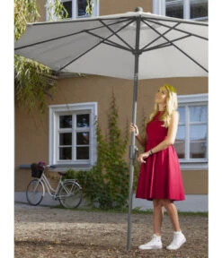 Dehner Schirm Milos, Rund, Ca. Ø294 Cm -Gartenmöbelgeschäft 6702864 WE MO 001 SchirmMilosHellgrauNeu