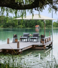 Dehner Ampelschirm Zypern, Holzoptik, Quadratisch, Ca. B300/T300 Cm -Gartenmöbelgeschäft 6865422 WE MO 001 AmpelschirmZypernbeige