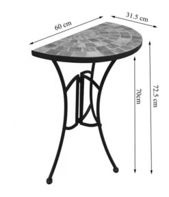 Dehner Mosaiktisch Grazia Halbrund, Ca. B60/H72,5/T31,5 Cm 7 Dehner Mosaiktisch Grazia Halbrund, Ca. B60/H72,5/T31,5 Cm -Gartenmöbelgeschäft 6875132 WE DE 001 TischhalbrundGraziaSkizze