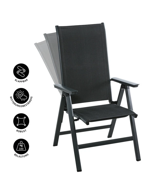 Dehner Klappsessel Cleveland, Dunkelgrau 5 Dehner Klappsessel Cleveland, Dunkelgrau – Bild 5