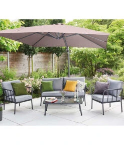 Siena Garden Ampelschirm California N+, Quadratisch, Ca. B250/T250 Cm -Gartenmöbelgeschäft 6987945 WE MO 001 SienaGardenAmpelschirm250x250cmTaupe